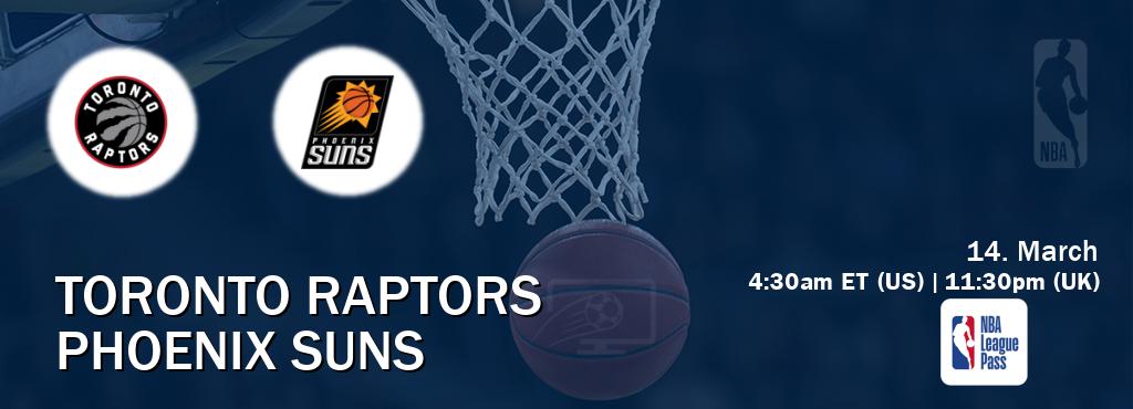 You can watch game live between Toronto Raptors and Phoenix Suns on NBA League Pass.