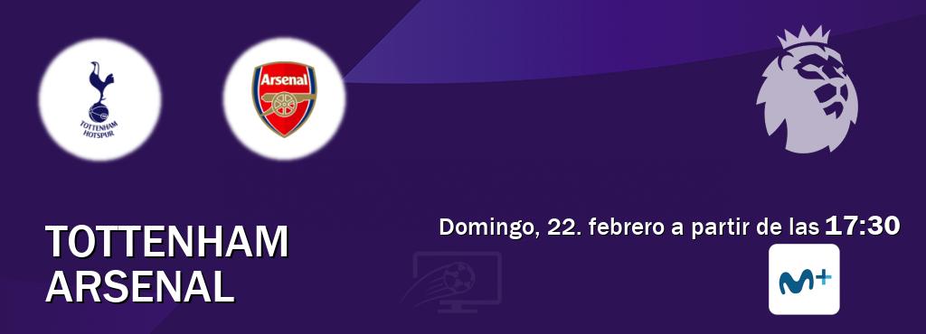 El partido entre Tottenham y Arsenal será retransmitido por Movistar Liga de Campeones (domingo, 22. febrero a partir de las 17:30). El partido entre Tottenham y Arsenal será retransmitido por Movistar Liga de Campeones (domingo, 22. febrero a partir de las 17:30).