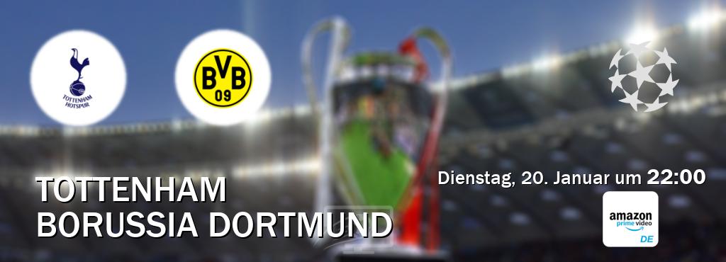 Das Spiel zwischen Tottenham und Borussia Dortmund wird am Dienstag, 20. Januar um  22:00, live vom Amazon Prime DE übertragen.