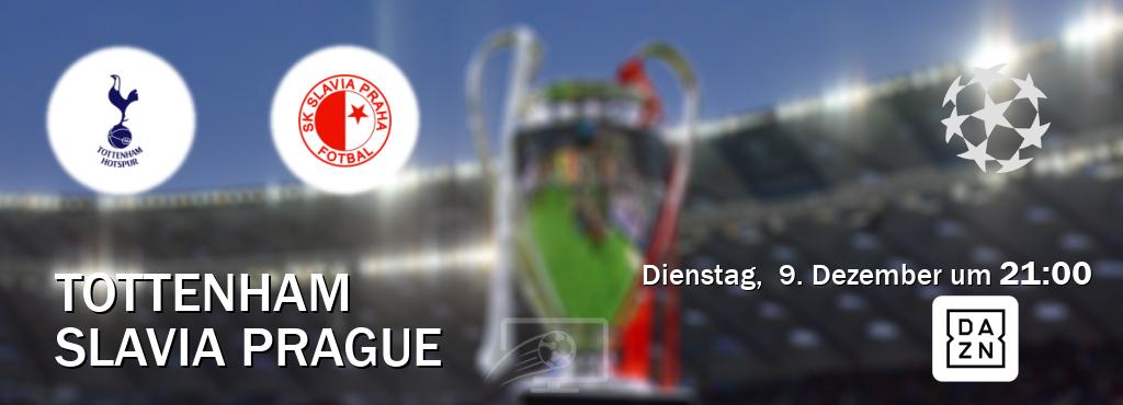 Das Spiel zwischen Tottenham und Slavia Prague wird am Dienstag,  9. Dezember um  21:00, live vom DAZN übertragen.