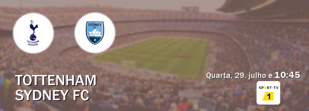 Jogo entre Tottenham e Sydney FC tem emissão Sport TV 1 (quarta, 29. julho e  10:45).