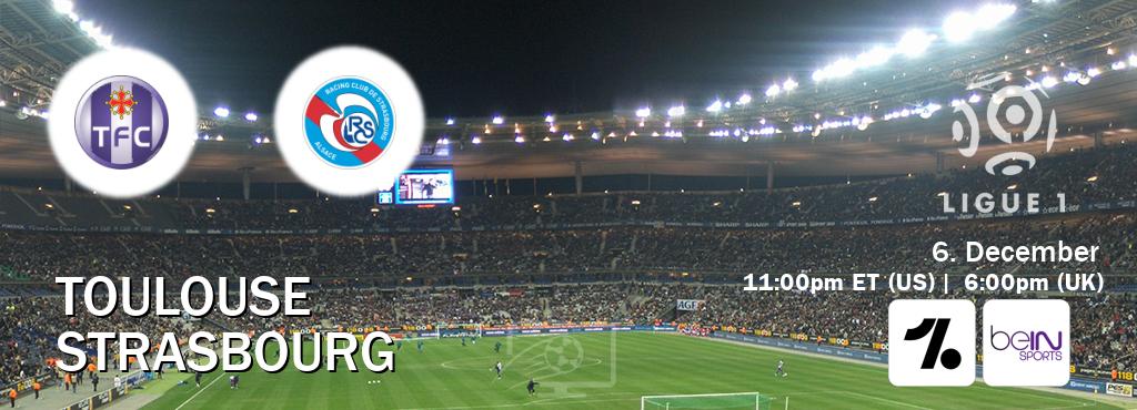 You can watch game live between Toulouse and Strasbourg on OneFootball and beIN SPORTS USA(US). You can watch game live between Toulouse and Strasbourg on OneFootball and beIN SPORTS USA(US).