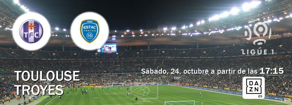 El partido entre Toulouse y Troyes será retransmitido por DAZN España (sábado, 24. octubre a partir de las 17:15). El partido entre Toulouse y Troyes será retransmitido por DAZN España (sábado, 24. octubre a partir de las 17:15).
