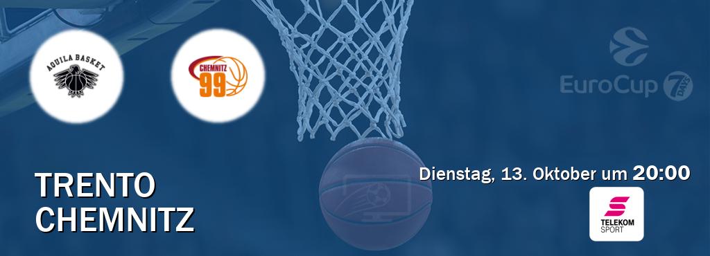 Das Spiel zwischen Trento und Chemnitz wird am Dienstag, 13. Oktober um 20:00, live vom Magenta Sport übertragen. Das Spiel zwischen Trento und Chemnitz wird am Dienstag, 13. Oktober um 20:00, live vom Magenta Sport übertragen.