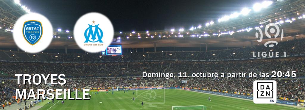 El partido entre Troyes y Marseille será retransmitido por DAZN España (domingo, 11. octubre a partir de las 20:45). El partido entre Troyes y Marseille será retransmitido por DAZN España (domingo, 11. octubre a partir de las 20:45).