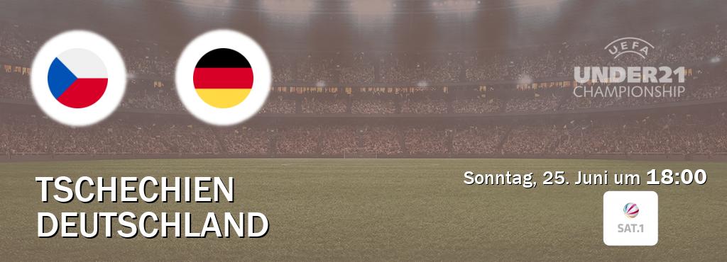 Das Spiel zwischen Tschechien U21 und Deutschland U21 wird am Sonntag, 25. Juni um  18:00, live vom SAT.1 übertragen.