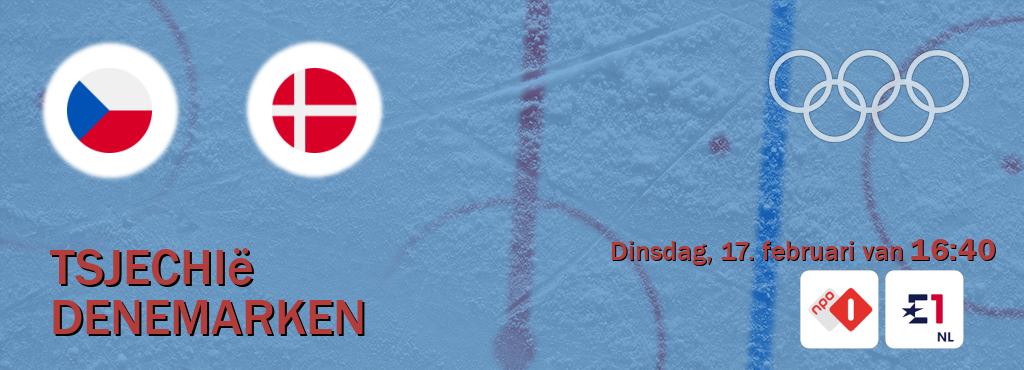 Wedstrijd tussen Tsjechië en Denemarken live op tv bij NPO 1, Eurosport (dinsdag, 17. februari van  16:40).