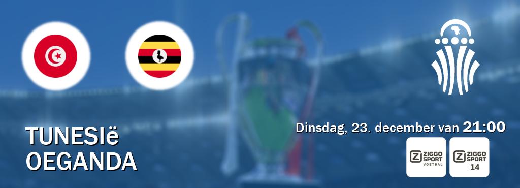 Wedstrijd tussen Tunesië en Oeganda live op tv bij Ziggo Sport, Ziggo Sport 14 (dinsdag, 23. december van  21:00).