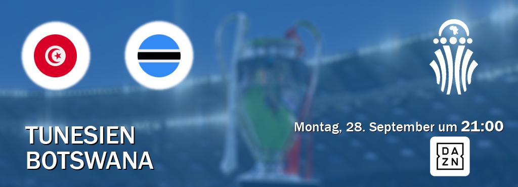 Das Spiel zwischen Tunesien und Botswana wird am Montag, 28. September um 21:00, live vom DAZN übertragen. Das Spiel zwischen Tunesien und Botswana wird am Montag, 28. September um 21:00, live vom DAZN übertragen.