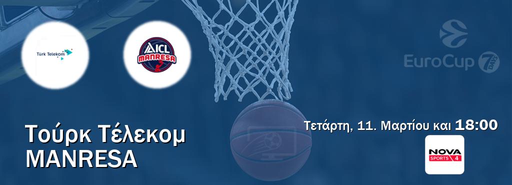 Παρακολουθήστ ζωντανά Τούρκ Τέλεκομ - Manresa από το Nova Sports 4 (18:00).