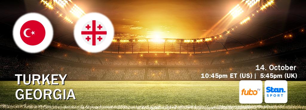 You can watch game live between Turkey and Georgia on fuboTV(US) and Stan Sport(AU). You can watch game live between Turkey and Georgia on fuboTV(US) and Stan Sport(AU).