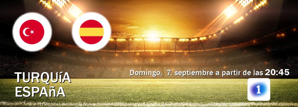 El partido entre Turquía y España será retransmitido por LA 1 (domingo, 7. septiembre a partir de las 20:45). El partido entre Turquía y España será retransmitido por LA 1 (domingo, 7. septiembre a partir de las 20:45).