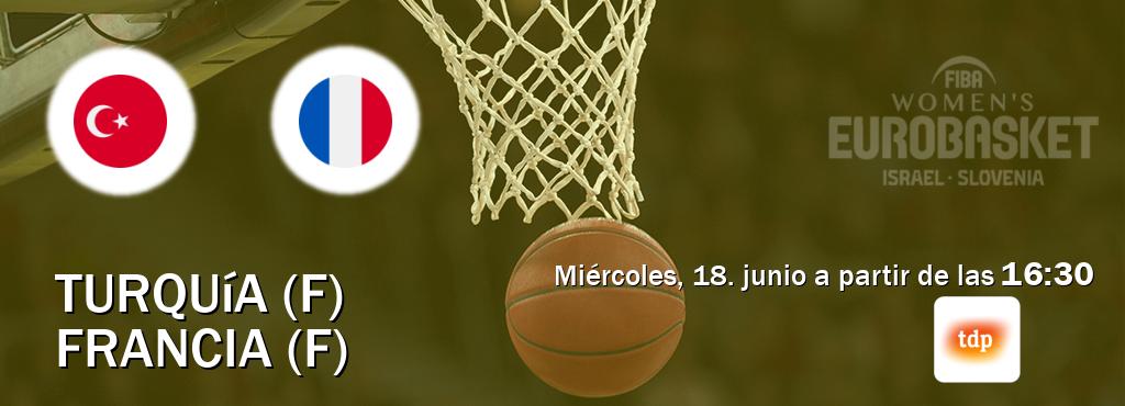 El partido entre Turquía (F) y Francia (F) será retransmitido por Teledeporte (miércoles, 18. junio a partir de las  16:30).