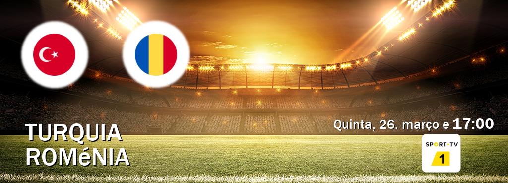 Jogo entre Turquia e Roménia tem emissão Sport TV 1 (quinta, 26. março e 17:00). Jogo entre Turquia e Roménia tem emissão Sport TV 1 (quinta, 26. março e 17:00).
