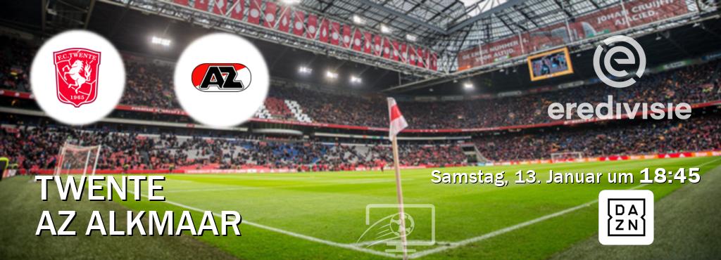Das Spiel zwischen Twente und AZ Alkmaar wird am Samstag, 13. Januar um  18:45, live vom DAZN übertragen.