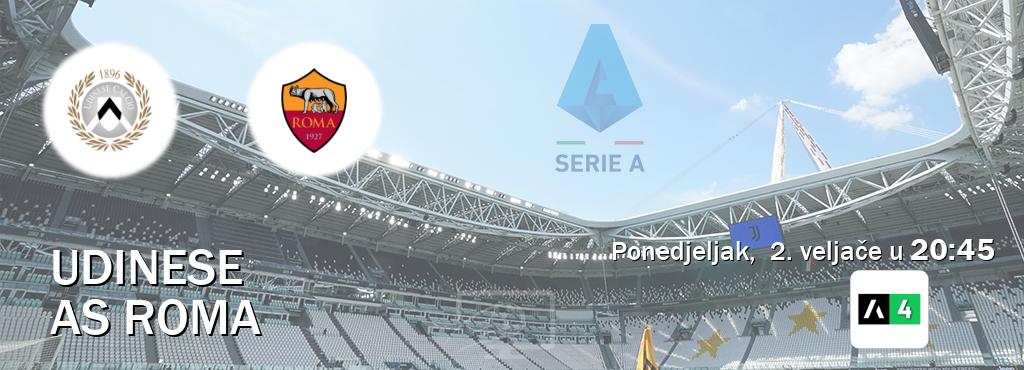 Izravni prijenos utakmice Udinese i AS Roma pratite uživo na Arena Sport 4 (ponedjeljak,  2. veljače u  20:45).