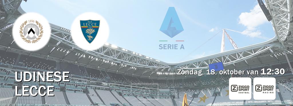 Wedstrijd tussen Udinese en Lecce live op tv bij Ziggo Sport, Ziggo Sport 3 (zondag, 18. oktober van  12:30).
