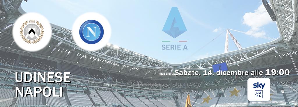 Il match Udinese - Napoli sarà trasmesso in diretta TV su Sky Sport Bar (ore 19:00)