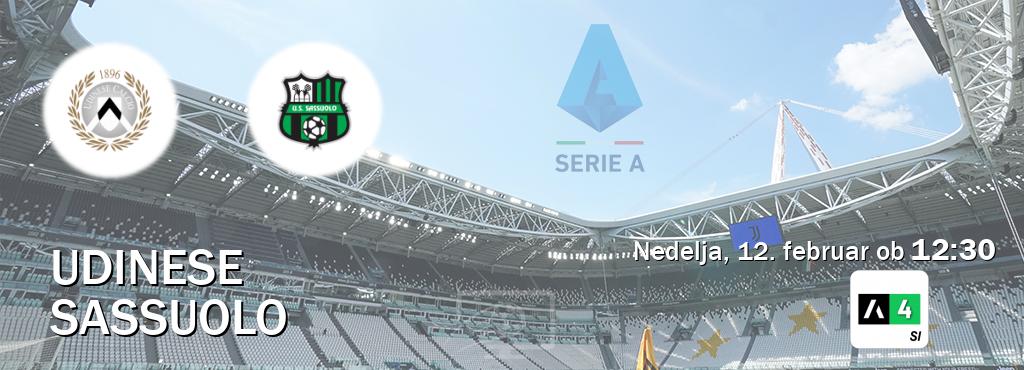 Prenos tekme med Udinese in Sassuolo v živo na Arena Sport 4 (nedelja, 12. februar ob  12:30 uri).