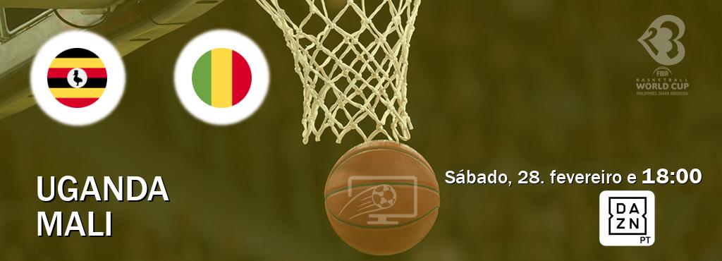 Jogo entre Uganda e Mali tem emissão DAZN (sábado, 28. fevereiro e  18:00).