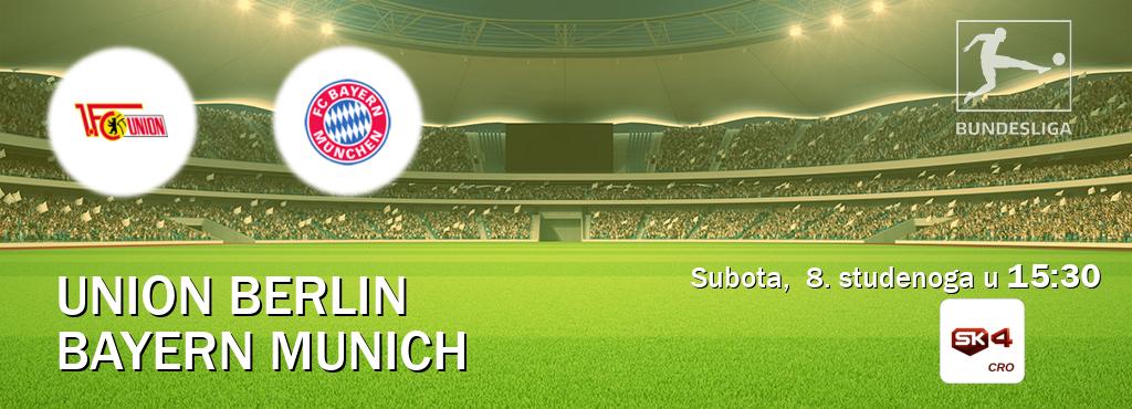 Izravni prijenos utakmice Union Berlin i Bayern Munich pratite uživo na Sportklub 4 (subota, 8. studenoga u 15:30). Izravni prijenos utakmice Union Berlin i Bayern Munich pratite uživo na Sportklub 4 (subota, 8. studenoga u 15:30).