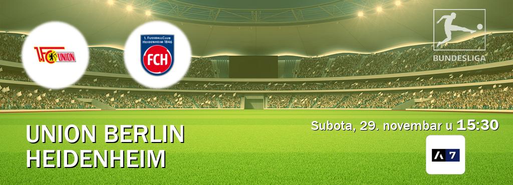 Izravni prijenos utakmice Union Berlin i Heidenheim pratite uživo na Arena Sport 7 (subota, 29. novembar u 15:30). Izravni prijenos utakmice Union Berlin i Heidenheim pratite uživo na Arena Sport 7 (subota, 29. novembar u 15:30).