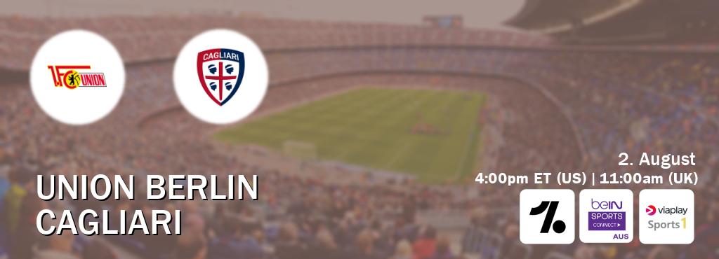 You can watch game live between Union Berlin and Cagliari on OneFootball, beIN Sports Connect(AU), Viaplay Sports 1(UK). You can watch game live between Union Berlin and Cagliari on OneFootball, beIN Sports Connect(AU), Viaplay Sports 1(UK).