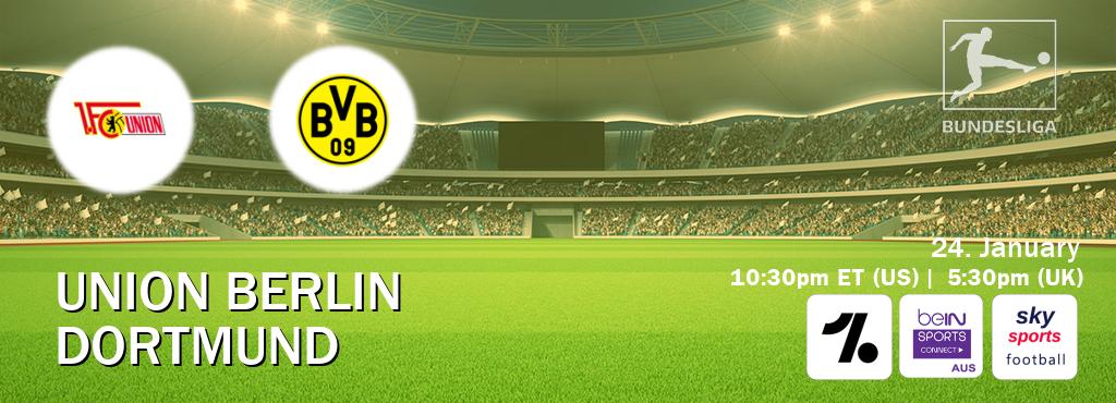 You can watch game live between Union Berlin and Dortmund on OneFootball, beIN Sports Connect(AU), Sky Sports Football(UK).