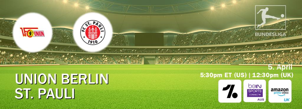You can watch game live between Union Berlin and St. Pauli on OneFootball, beIN Sports Connect(AU), Amazon Prime Video UK(UK). You can watch game live between Union Berlin and St. Pauli on OneFootball, beIN Sports Connect(AU), Amazon Prime Video UK(UK).