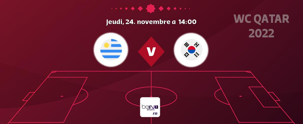 Match entre Uruguay et Corée du Sud en direct à la beIN Sports 1 (jeudi, 24. novembre a  14:00).