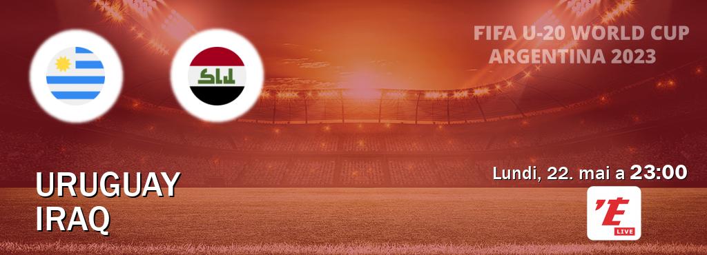 Match entre Uruguay U20 et Iraq U20 en direct à la L'Equipe Live (lundi, 22. mai a  23:00).