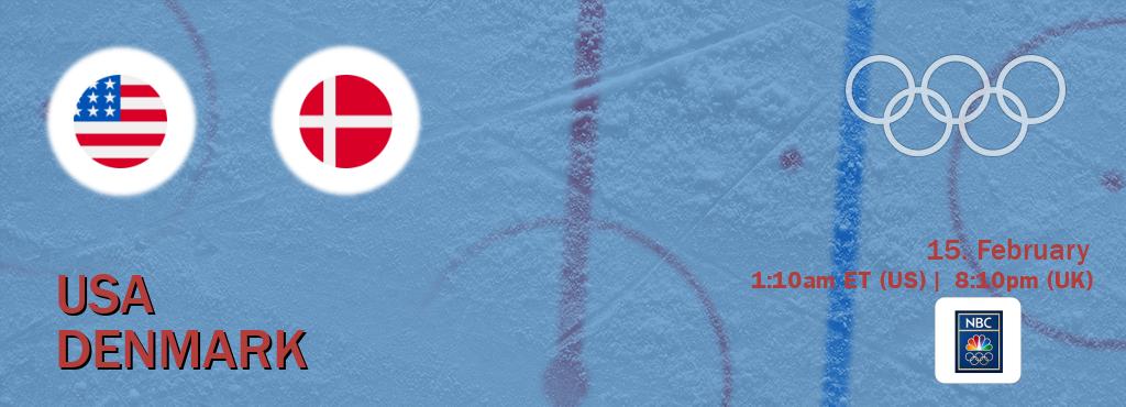 You can watch game live between USA and Denmark on NBC Olympics(US).