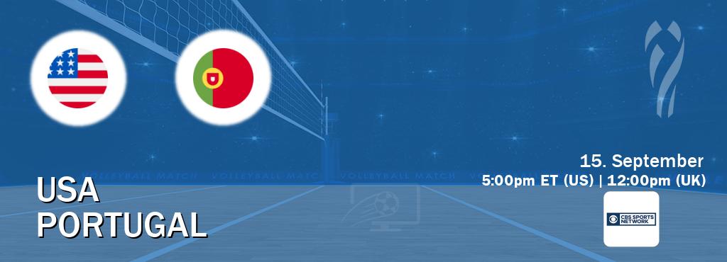 You can watch game live between USA and Portugal on CBS Sports Network(US).
