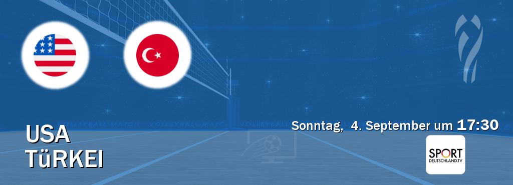 Das Spiel zwischen USA und Türkei wird am Sonntag,  4. September um  17:30, live vom Sportdeutschland.TV übertragen.