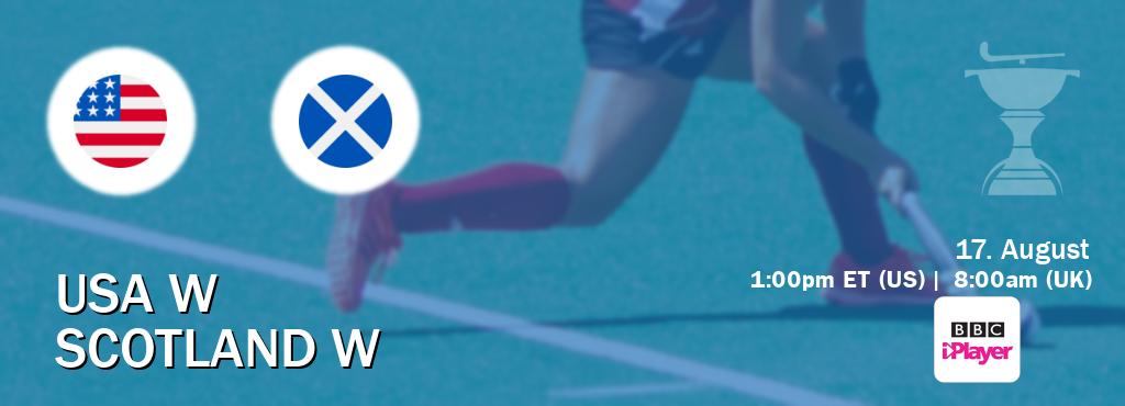 You can watch game live between USA W and Scotland W on BBC iPlayer(UK).