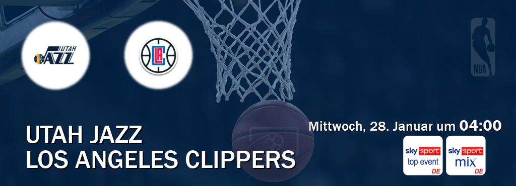 Das Spiel zwischen Utah Jazz und Los Angeles Clippers wird am Mittwoch, 28. Januar um  04:00, live vom Sky Sport Top Event und Sky Sport Mix übertragen.