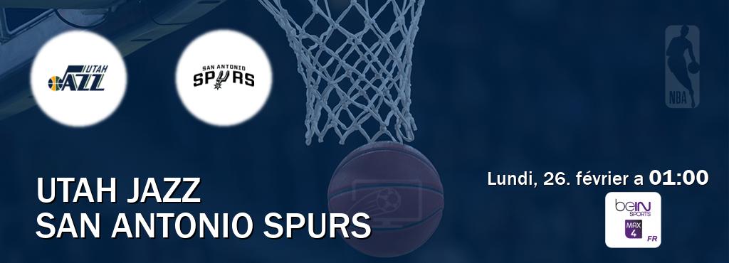 Match entre Utah Jazz et San Antonio Spurs en direct à la beIN Sports 4 Max (lundi, 26. février a  01:00).