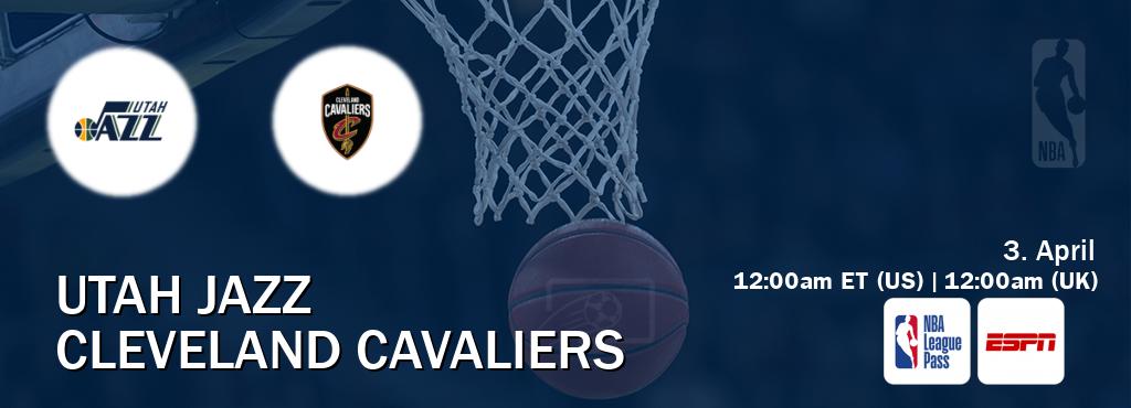 You can watch game live between Utah Jazz and Cleveland Cavaliers on NBA League Pass and ESPN(US).