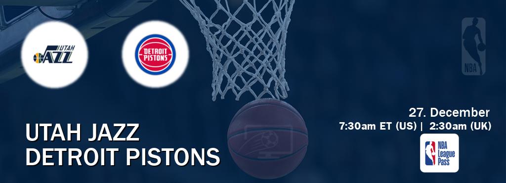 You can watch game live between Utah Jazz and Detroit Pistons on NBA League Pass. You can watch game live between Utah Jazz and Detroit Pistons on NBA League Pass.
