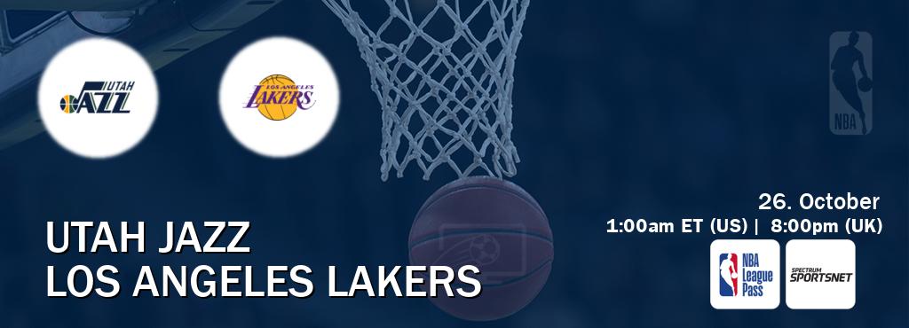 You can watch game live between Utah Jazz and Los Angeles Lakers on NBA League Pass and Spectrum SportsNet(US).