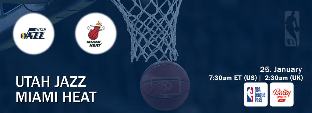 You can watch game live between Utah Jazz and Miami Heat on NBA League Pass and Bally Sports Sun(US).
