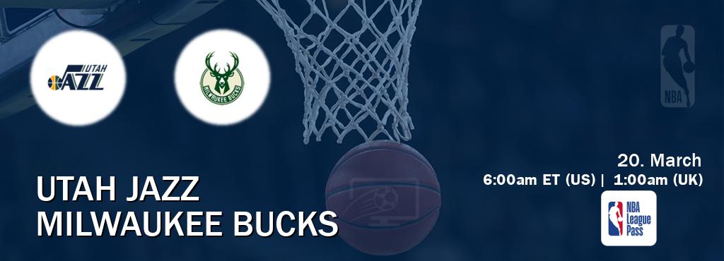You can watch game live between Utah Jazz and Milwaukee Bucks on NBA League Pass.