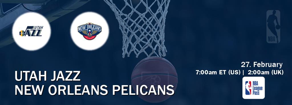 You can watch game live between Utah Jazz and New Orleans Pelicans on NBA League Pass.
