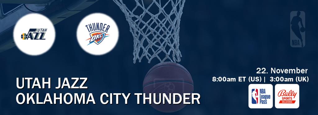 You can watch game live between Utah Jazz and Oklahoma City Thunder on NBA League Pass and Bally Sports Oklahoma(US).