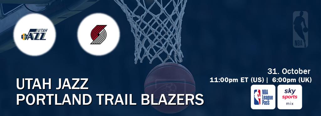 You can watch game live between Utah Jazz and Portland Trail Blazers on NBA League Pass and Sky Sports Mix(UK). You can watch game live between Utah Jazz and Portland Trail Blazers on NBA League Pass and Sky Sports Mix(UK).