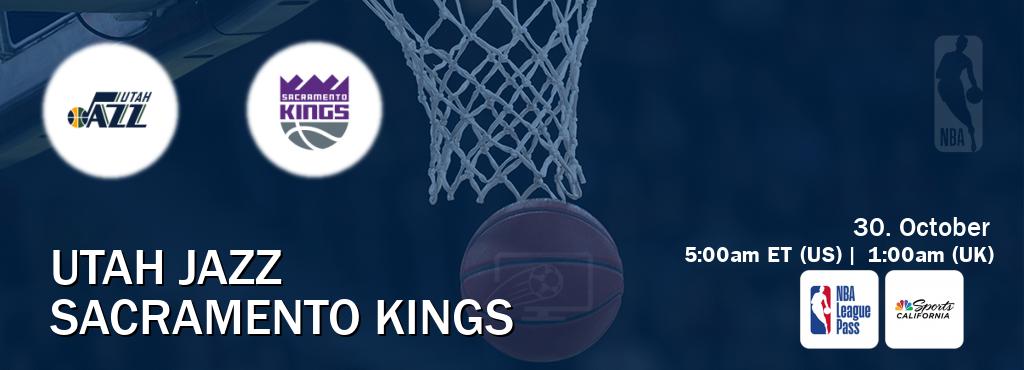 You can watch game live between Utah Jazz and Sacramento Kings on NBA League Pass and NBCS California(US).