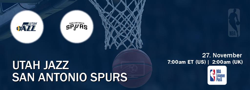 You can watch game live between Utah Jazz and San Antonio Spurs on NBA League Pass.