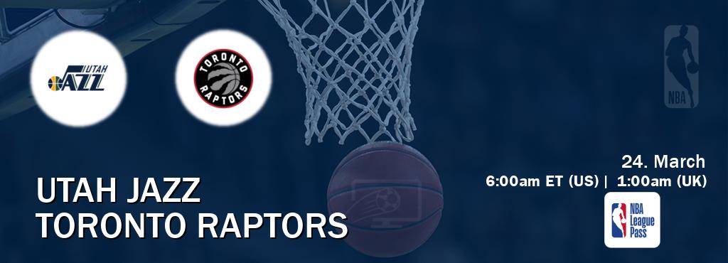 You can watch game live between Utah Jazz and Toronto Raptors on NBA League Pass.