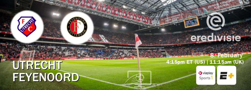 You can watch game live between Utrecht and Feyenoord on Viaplay Sports 1(UK) and ESPN+(US).