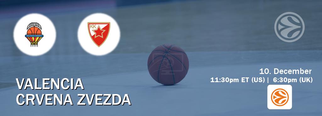 You can watch game live between Valencia and Crvena zvezda on EuroLeague TV. You can watch game live between Valencia and Crvena zvezda on EuroLeague TV.
